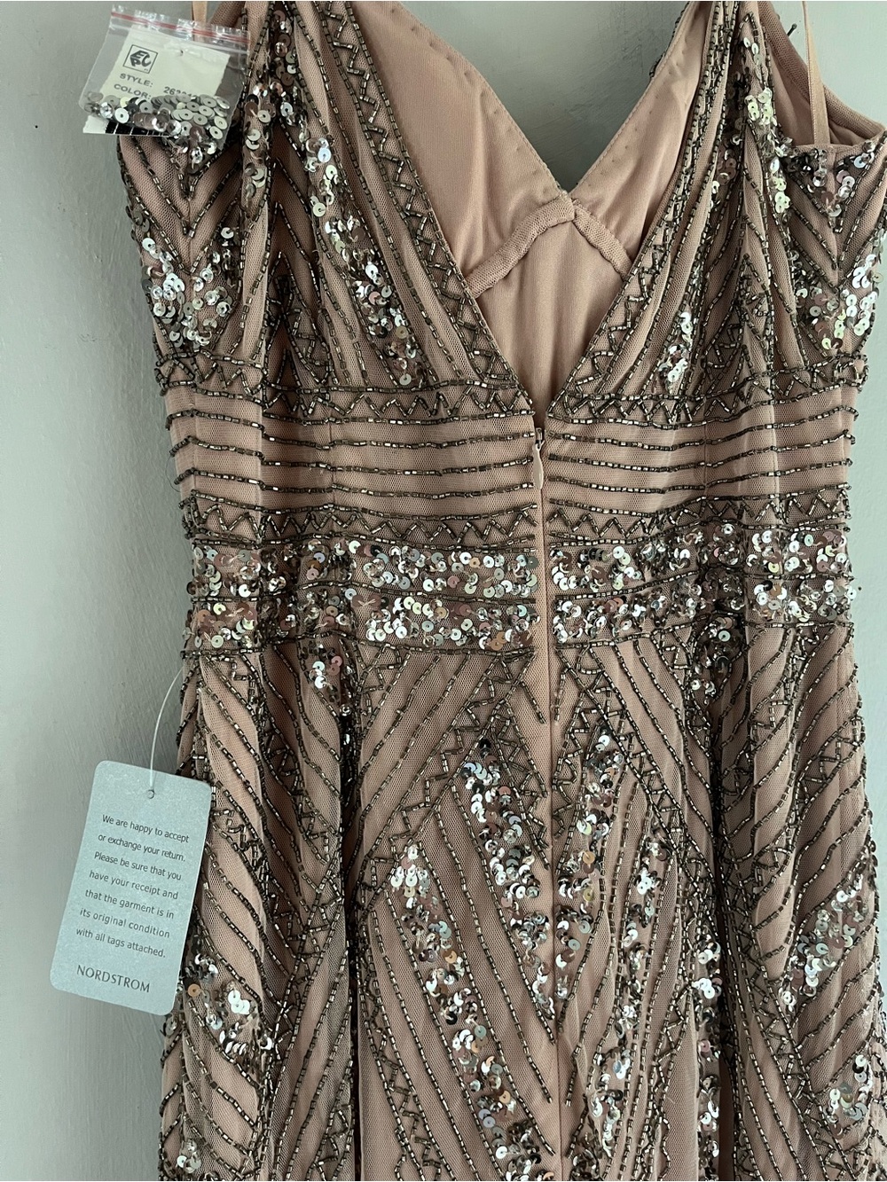 NWT Nordstrom Marina Pale Pink Sequined Gown - Picture 4 of 10